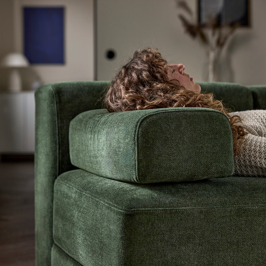 JÄTTEBO 2,5-seat mod sofa w chaise longue, left with headrest/Johanneshov dark green, 190x87x160 cm