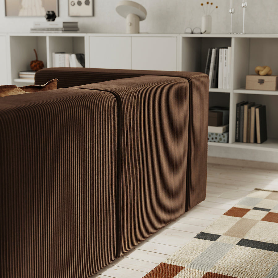 JÄTTEBO 2,5-seat mod sofa w chaise longue, left with headrest/Samsala dark brown, 190x87x160 cm