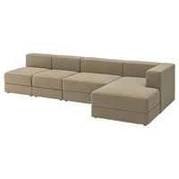 JÄTTEBO 4,5-seat mod sofa w chaise longue, right/Johanneshov brown-beige, 330x71x160 cm
