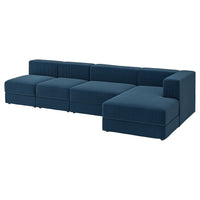 JÄTTEBO 4,5-seat mod sofa w chaise longue, right/Samsala dark blue, 330x71x160 cm