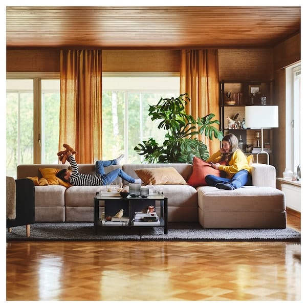 Ikea JÄTTEBO - Comp 4.5-seat sofa / chaise longue, right / Samsala gray / beige