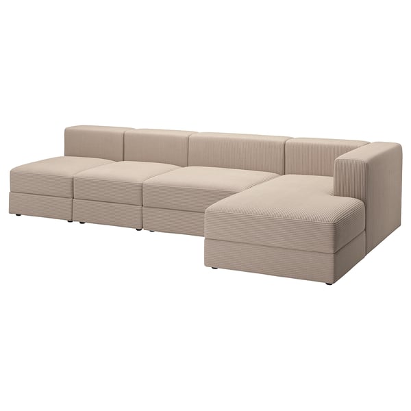 JÄTTEBO 4,5-seat mod sofa w chaise longue, right/Samsala grey-beige, 330x71x160 cm