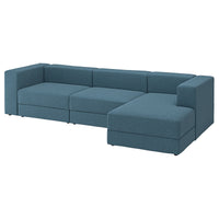 JÄTTEBO 4-seat mod sofa w chaise longue, right/Axvall dark grey-blue, 310x71x160 cm