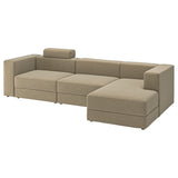 JÄTTEBO 4-seat mod sofa w chaise longue, right with headrest/Johanneshov brown-beige, 310x87x160 cm