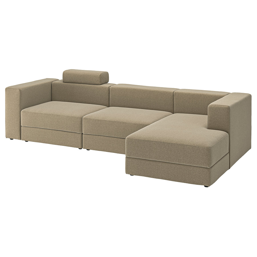 JÄTTEBO 4-seat mod sofa w chaise longue, right with headrest/Johanneshov brown-beige, 310x87x160 cm