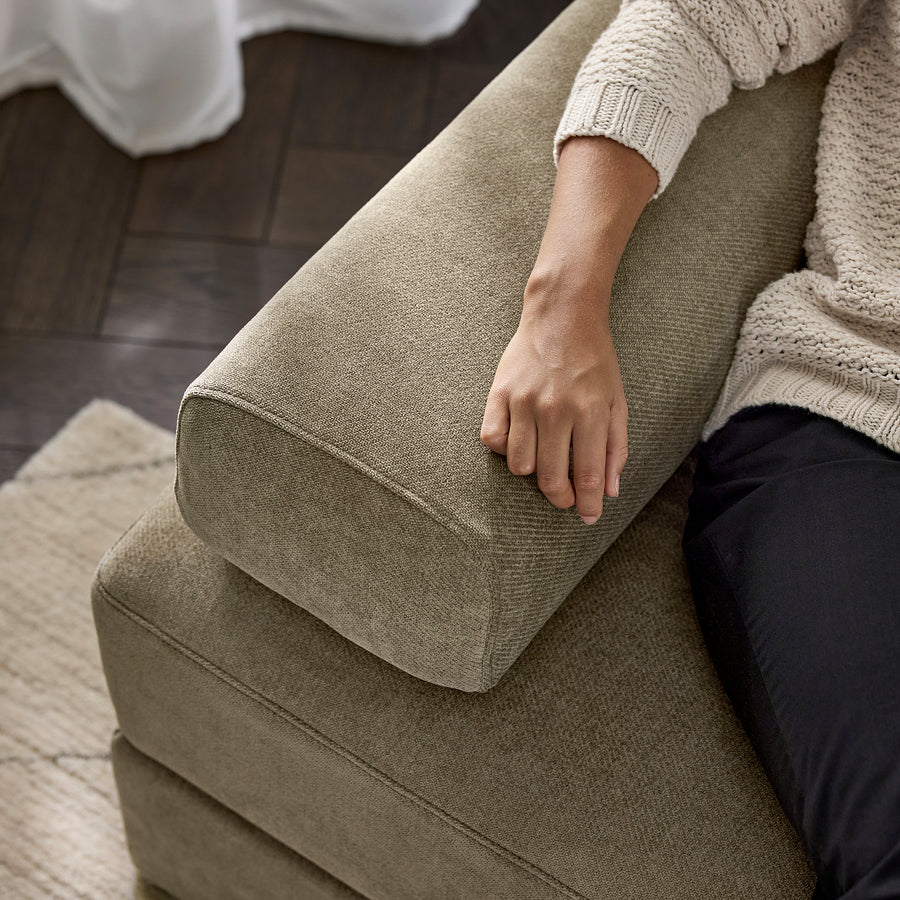 JÄTTEBO 4-seat mod sofa w chaise longue, right with headrest/Johanneshov brown-beige, 310x87x160 cm