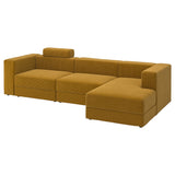 JÄTTEBO 4-seat mod sofa w chaise longue, right with headrest/Samsala yellow-brown, 310x87x160 cm