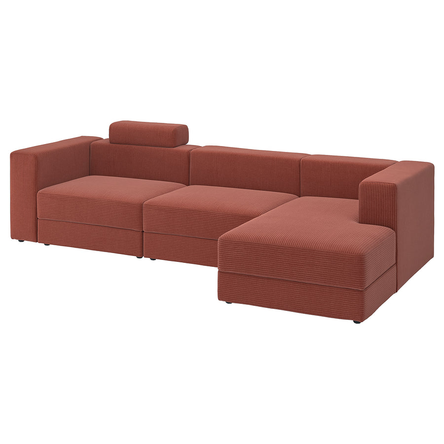 JÄTTEBO 4-seat mod sofa w chaise longue, right with headrest/Samsala brown-red, 310x87x160 cm