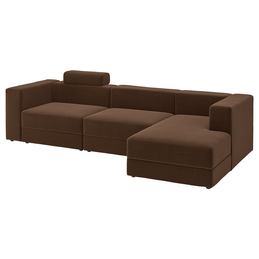 JÄTTEBO 4-seat mod sofa w chaise longue, right with headrest/Samsala dark brown, 310x87x160 cm