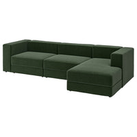 JÄTTEBO 4-seat mod sofa w chaise longue, right/Johanneshov dark green, 310x71x160 cm