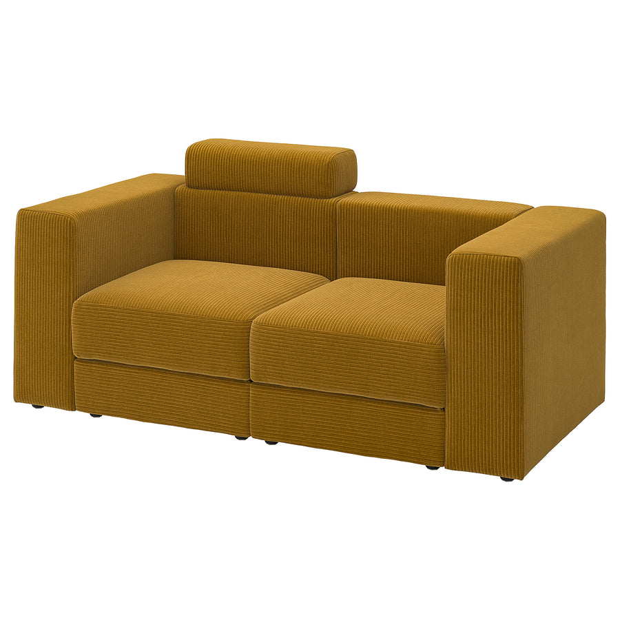 JÄTTEBO 2-seat modular sofa, with headrest/Samsala yellow-brown, 190x87x95 cm