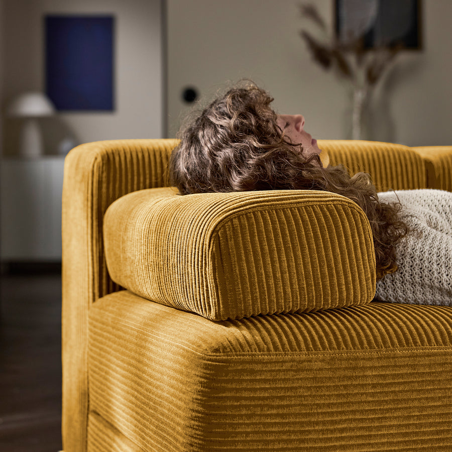 JÄTTEBO 2-seat modular sofa, with headrest/Samsala yellow-brown, 190x87x95 cm