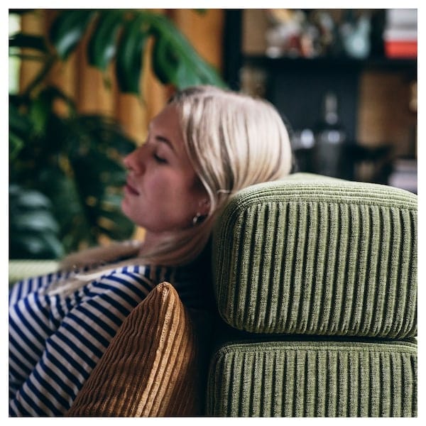 Ikea JÄTTEBO - 2-seater sectional sofa with headrest/Samsala dark yellow-green ,