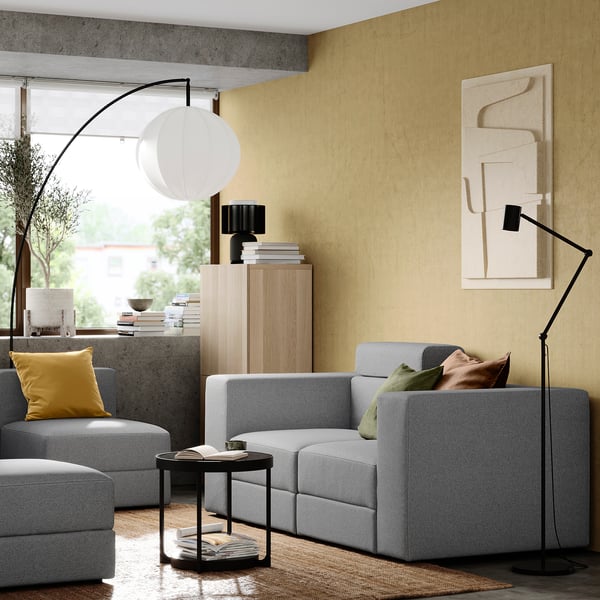JÄTTEBO 2-seat modular sofa, with headrest/Tonerud grey, 190x87x95 cm