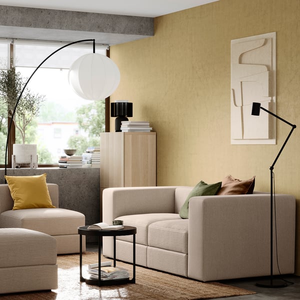 JÄTTEBO 2-seat modular sofa, Samsala grey-beige, 25x71x95 cm