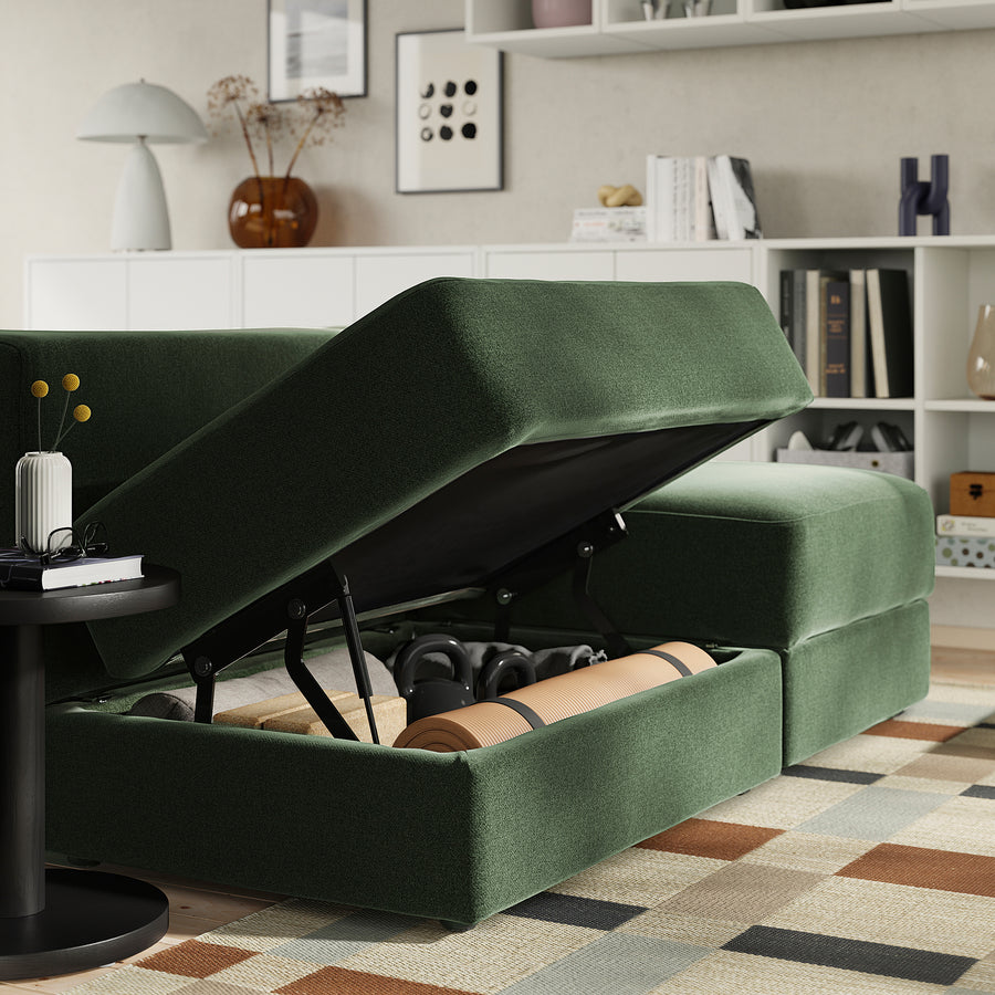 JÄTTEBO 4,5-seat modular sofa, Johanneshov dark green, 285x71x95 cm