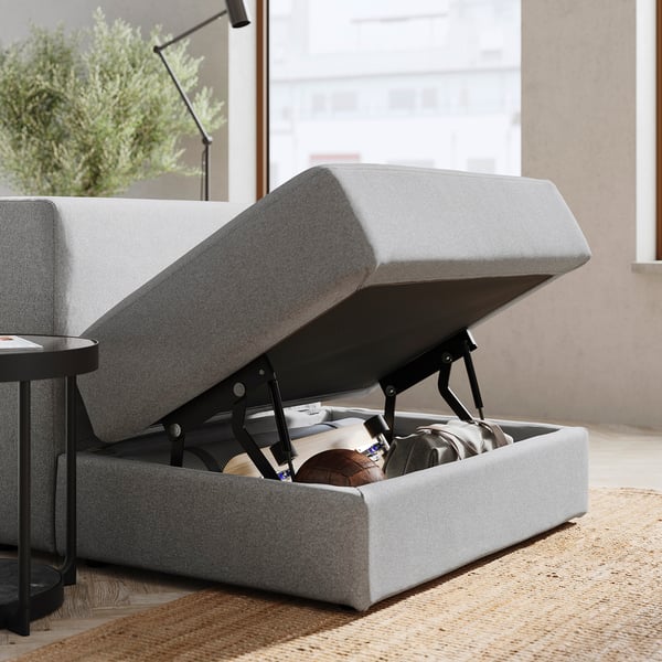 JÄTTEBO 1,5-seat module with storage, Tonerud grey, 95x71x95 cm
