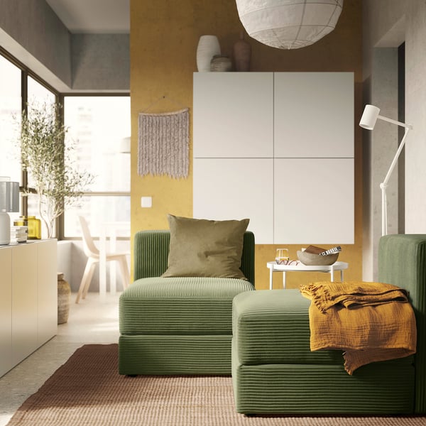 JÄTTEBO 1-seat module with storage, Samsala dark yellow-green, 70x71x95 cm