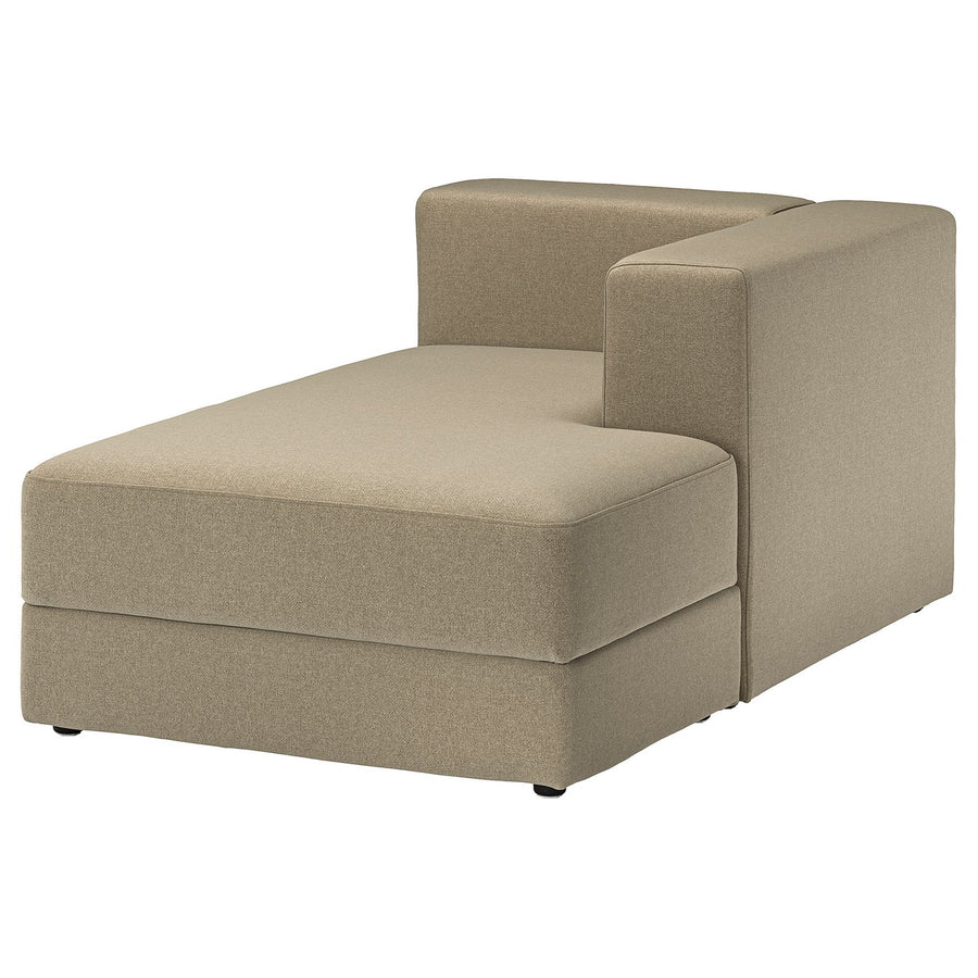 JÄTTEBO chaise longue module, right, with armrest/Johanneshov brown-beige, 95x71x160 cm