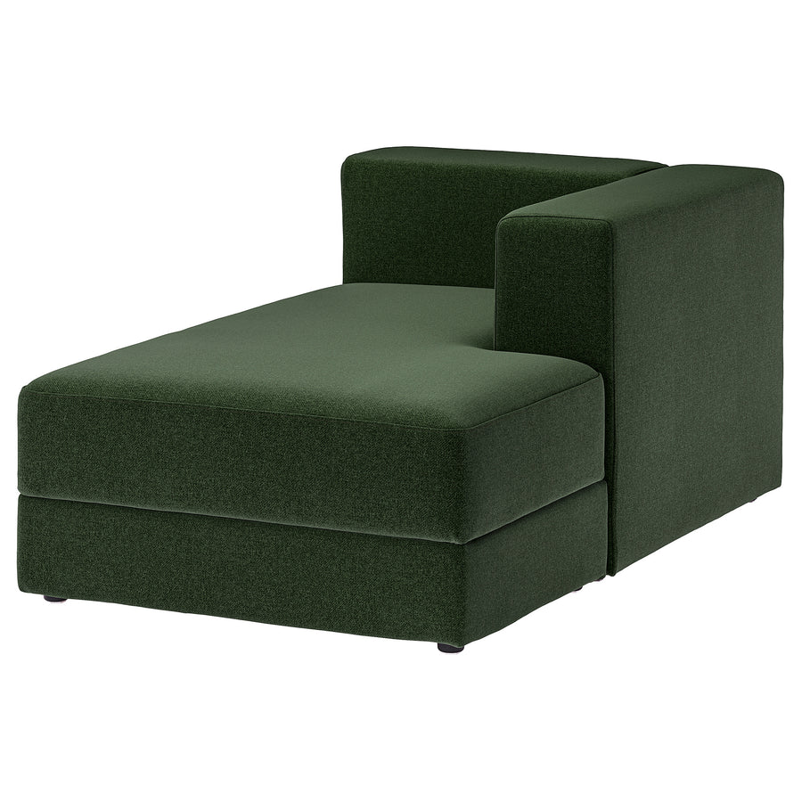 JÄTTEBO chaise longue module, right, with armrest/Johanneshov dark green, 95x71x160 cm
