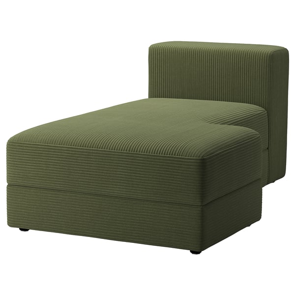 JÄTTEBO chaise longue module, right, Samsala dark yellow-green, 95x71x160 cm