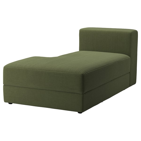 JÄTTEBO chaise longue module, left, Samsala dark yellow-green, 95x71x160 cm
