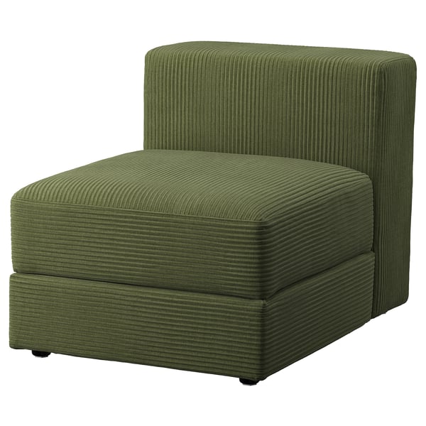 JÄTTEBO cover 1-seat module with storage, Samsala dark yellow-green