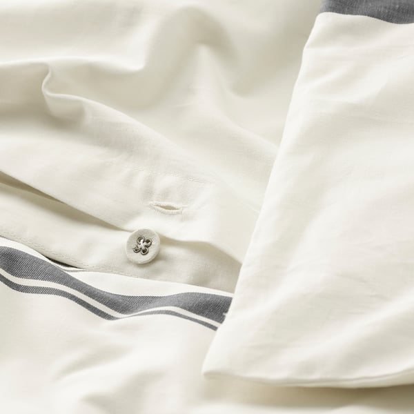JÄTTEFRÄKEN duvet cover and pillowcase, white/dark grey, 150x200/50x80 cm