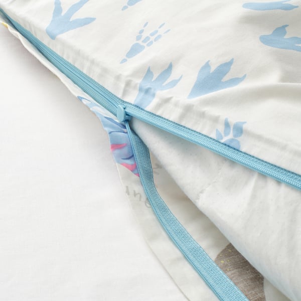 JÄTTELIK duvet cover and pillowcase, Dinosaurs/white, 150x200/50x80 cm