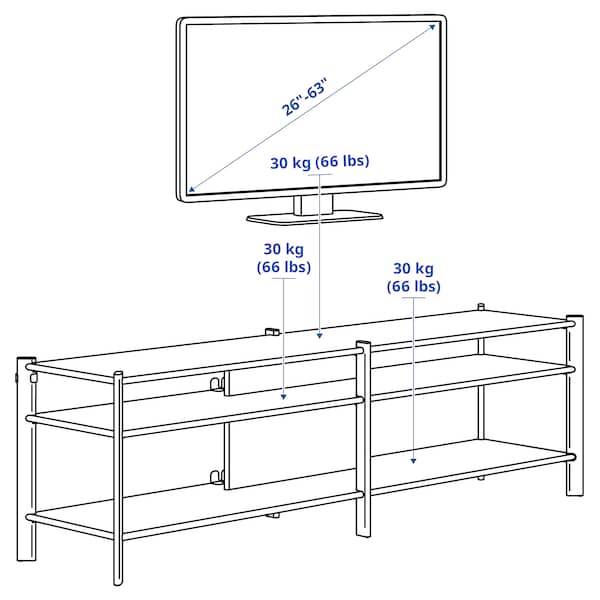 JÄTTESTA TV bench, white/light bamboo, 160x40x49 cm