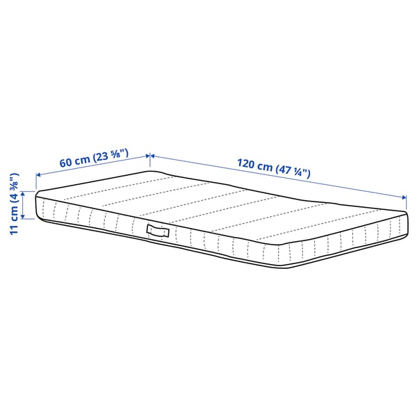JÄTTETRÖTT Pocket sprung mattress for cot - white 60x120x11 cm , 60x120x11 cm