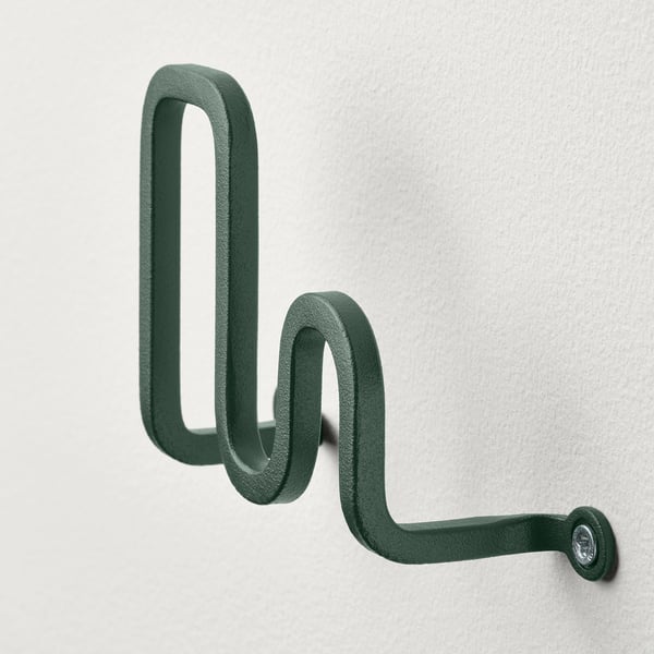 JORDMÅNEN hook, dark grey-green, 10x6x3 cm, 2 pack