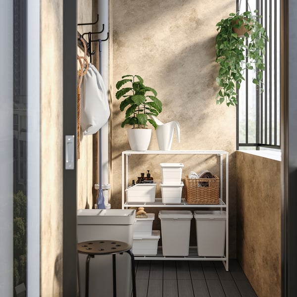 JOSTEIN shelf, wire/in/outdoor white, 77x40 cm