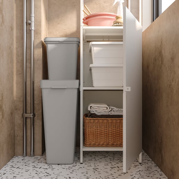 JOSTEIN shelving unit with door, in/outdoor/white, 41x44x180 cm