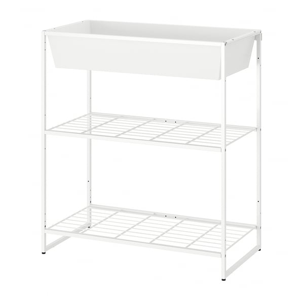 JOSTEIN shelving unit with container, in/outdoor/wire white, 81x40x90 cm