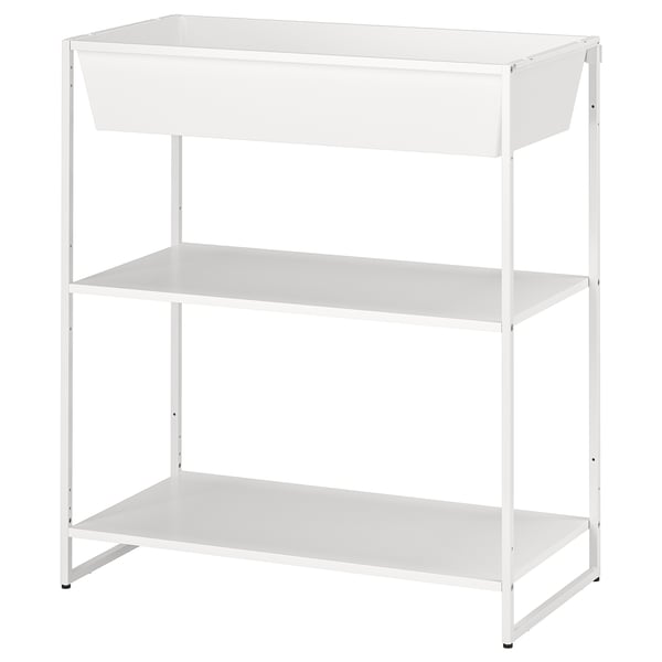 JOSTEIN shelving unit with container, in/outdoor/metal white, 81x40x90 cm