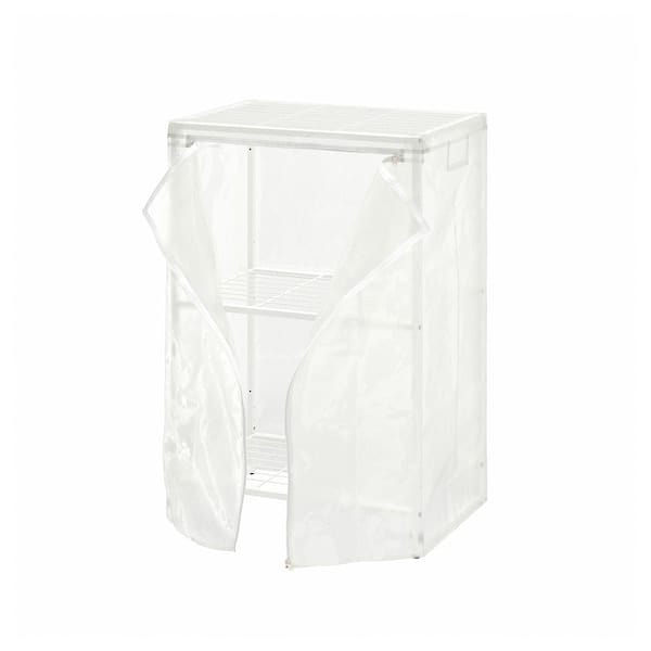 Ikea JOSTEIN - Shelving unit with cover, in / out metal wire / transparent white, 61x41x90 cm