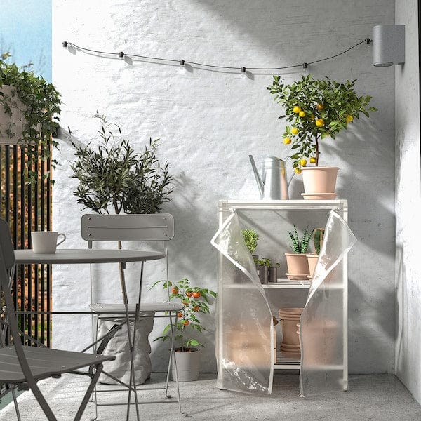Ikea JOSTEIN - Shelving unit with cover, in / out metal wire / transparent white, 61x41x90 cm