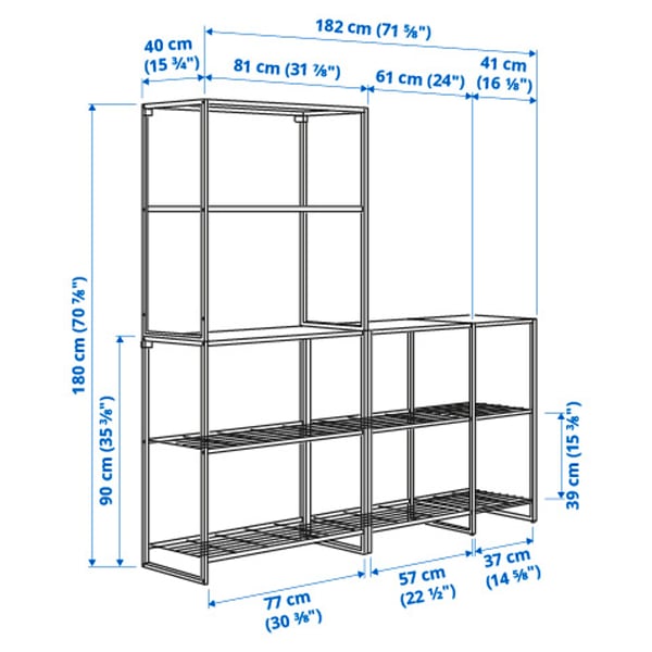 JOSTEIN shelving unit, in/outdoor/white, 182x40x180 cm