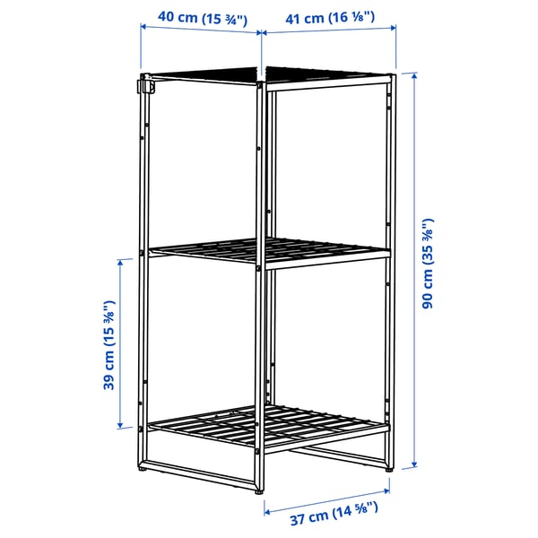JOSTEIN shelving unit, in/outdoor/wire white, 41x40x90 cm