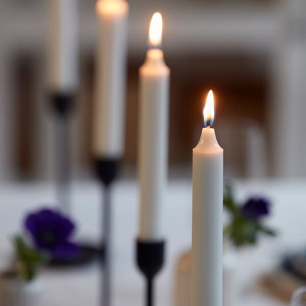 JUBLA unscented chandelier candle, white, 22 mm, 20 pack