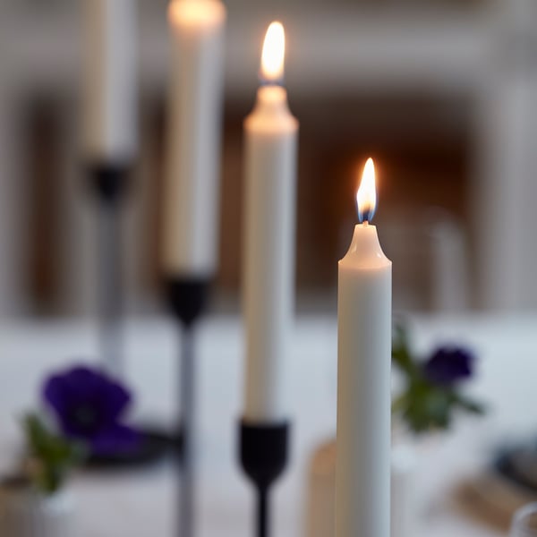 JUBLA unscented chandelier candle, white, 22 mm, 20 pack