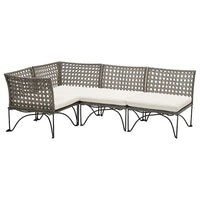 JUTHOLMEN modular corner sofa 3-seat, outdoor, dark grey/Kuddarna light grey-beige, 146x71x73 cm