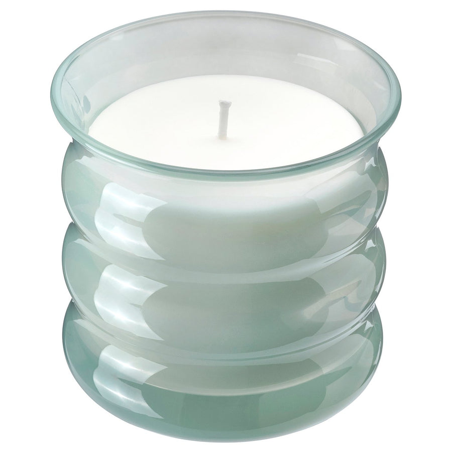 JUVELTRAST scented candle in glass, Apple light green, 10 cm