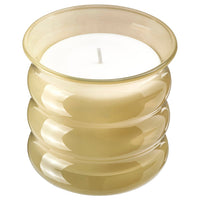 JUVELTRAST scented candle in glass, Vanilla light yellow, 50 hr