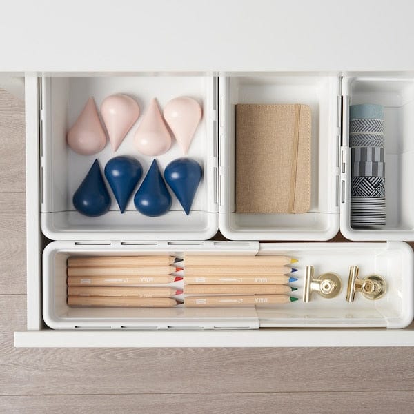 Ikea KACKLA - Extendable box, white, 25-38x19 cm