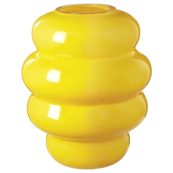 KÄLLARHALS vase, yellow, 22 cm