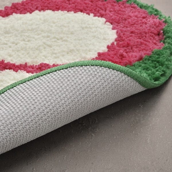 Ikea KÄRRKNIPPROT - Bath mat, floral pattern/ bright pink, 65 cm