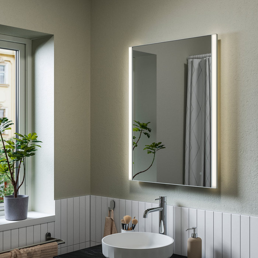 KÄRRSJÖN mirror with integrated lighting, anti-fog, 60x80 cm