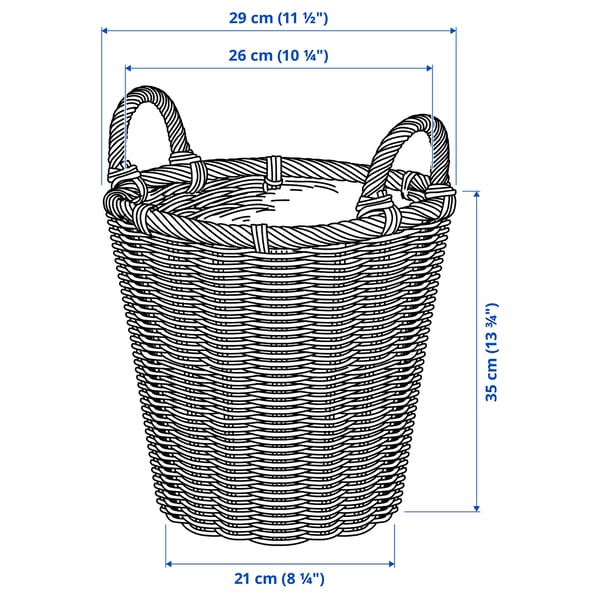 KAKTUSFIKON plant pot, rattan, 24 cm